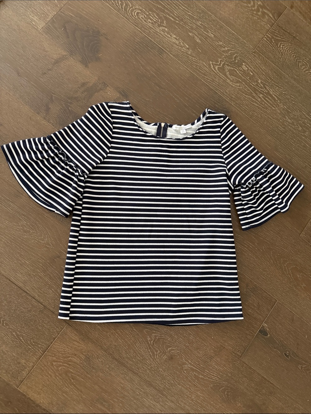 Green Envelope Navy and White Striped Knit Top - Picture 1 of 3